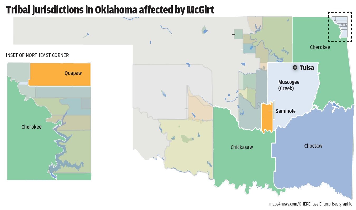 Tribal jurisdictions in Oklahoma affected by McGirt